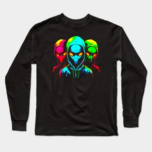 Three Aliens In Hoodies #3 Long Sleeve T-Shirt